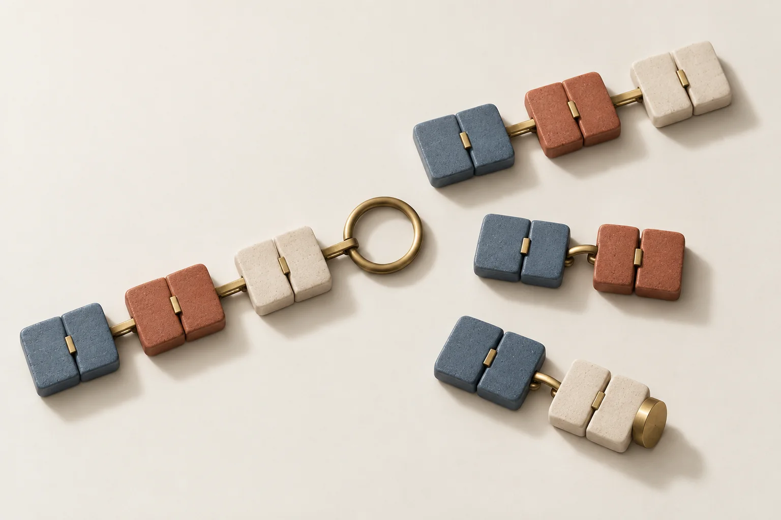 A linked sequence of clay tiles reaches a review point with three routes: continue, adjust spacing, or end.